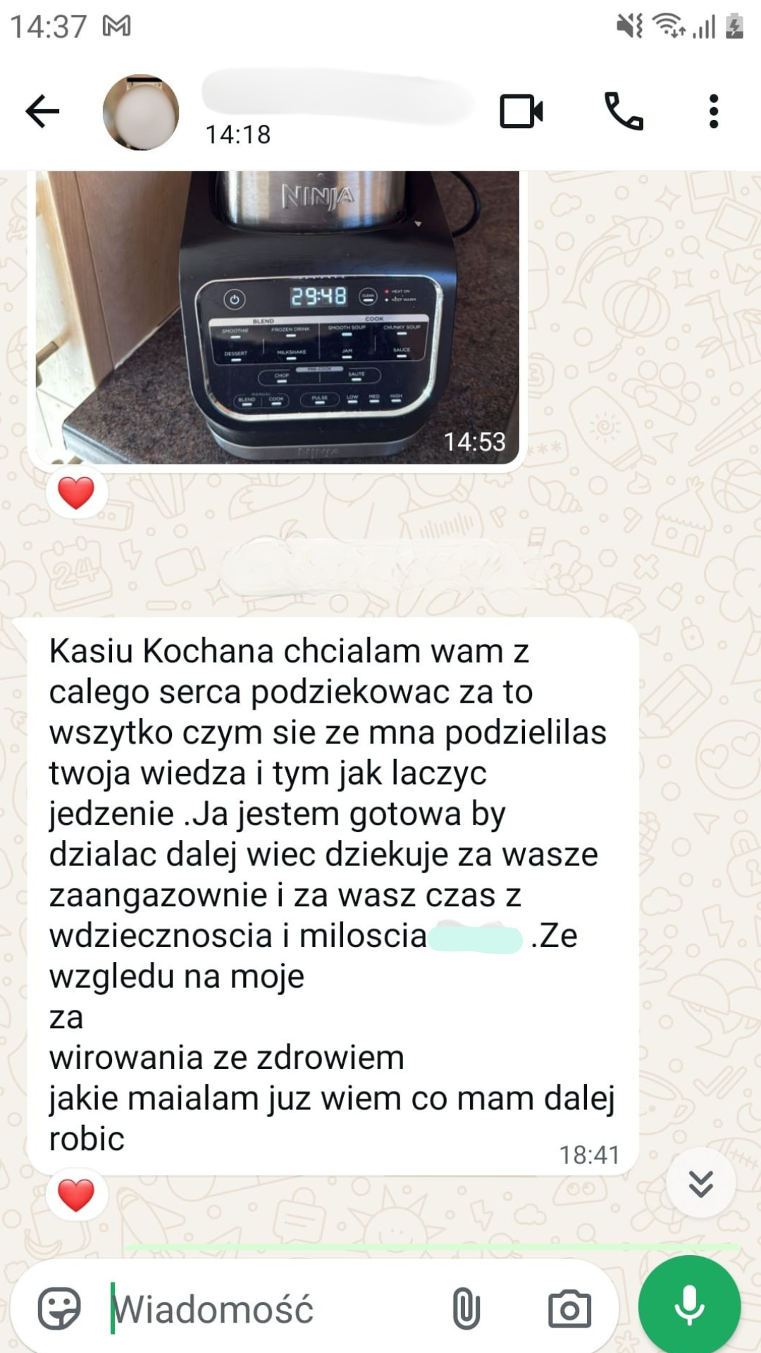 Wiadomość od uczestniczki programu